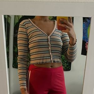 Button down striped long sleeve shirt